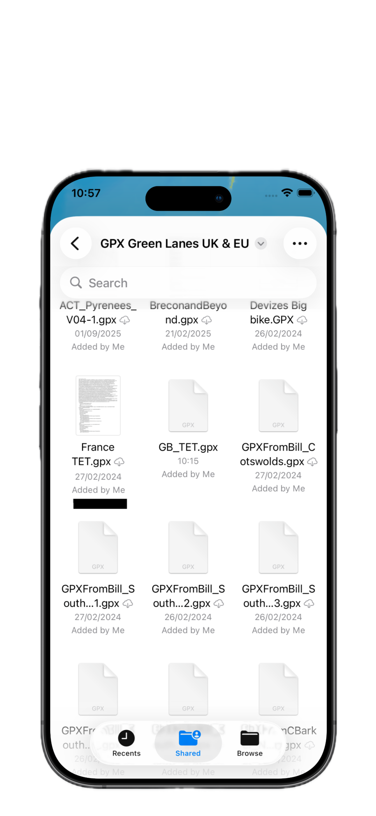 GPX Follow file import screen